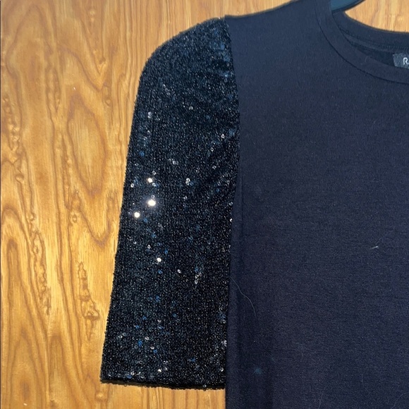 Rachel Zoe Black Top with Sequin Sleeves - Picture 3 of 5